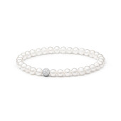 Bratara perle naturale albe si bila argint cu pietre DiAmanti 194-74B_W-G